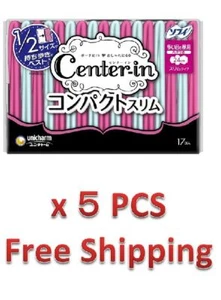 Unicharm Center-in Compact Slim for Heavy Day with Wings 24cm 17sheets x 5 PCS - Picture 1 of 4