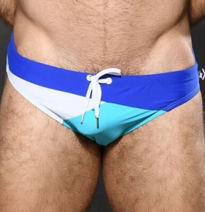 New Men's Sexy Andrew Christian Retro Blue "RIO" Bikini Swim Brief w/Pouch -Gay - Picture 1 of 7