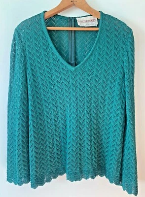 Suéter Vintage CASTLEBERRY S POINTELLE Cremallera Trasera Vieira Tejido Dacron Cuello en V EXCELENTE Foto 1 de 4