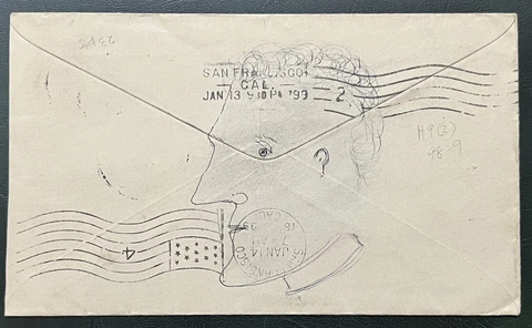 HAND DRAWN PICTURE ABRAHAM LINCOLN ON 1899 SAN FRANCISCO CALIFORNIA COVER Cover
