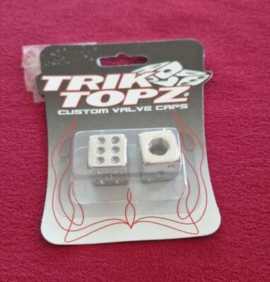 Trik Topz Ventilkappen "Würfel", für Autoventil, made in USA, 2er Set, chrom - Bild 1 von 2