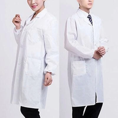 Men/Women White Lab Coat Hygiene Food Industry Doctors Laboratory Medical Coat - Image 1 of 4