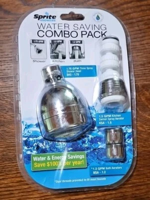 Paquete combinado de ahorro de agua Sprite cabezal de baño de ducha cocina tres rociadores giratorios  Foto 1 de 4