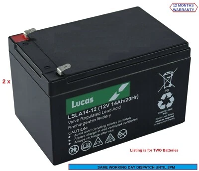 2 x 14AH Heavier Duty than 12Ah, Mobility Batteries - PRIDE GoGo Elite Traveller