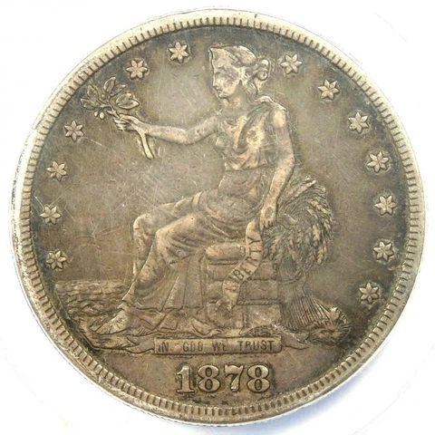 1878-S Trade Silver Dollar T$1 - Certified ANACS XF40 Detail (EF40) - Rare Coin! Cover