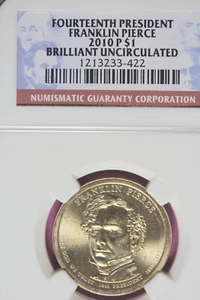 2010 -P NGC UNC BU Franklin Pierce Presidential Dollar $1 #B43237 - Picture 1 of 2