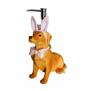Croscill Easter Dog in Pink Bunny Ears & Bow Tie Hand Bath Pump Soap Dispenser - Picture 1 of 2