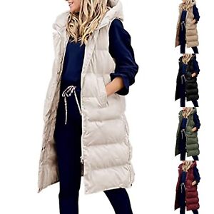 Women's Thick Hooded Coats Jacket for Winter Sleeveless Padded Vest (Wine Red)