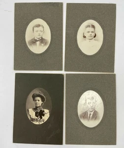 Lote de 4 fotografías antiguas de tarjetas de gabinete fotos de hombre niños mujer - Imagen 1 de 6