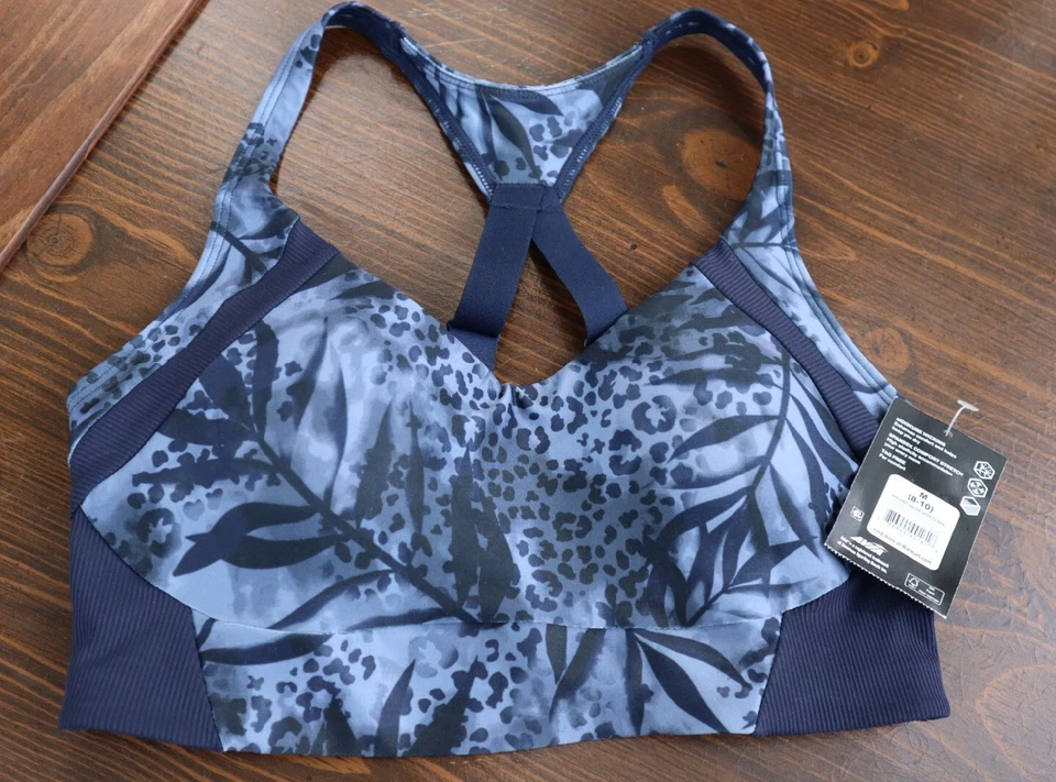 Avia Women's Small (4-6) Split Racerback Sports Bra Adjustable Gray Marble