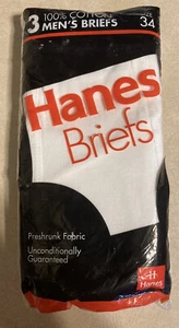 Vintage New 1992 Hanes Men's Briefs 3-Pack Size 34 NWT Underwear Cotton Undies - Picture 1 of 3