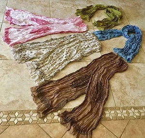 CP SHADES KIPOUR Shawl medallion printed scarf crinkle gauzelinen finished edge - Picture 1 of 12