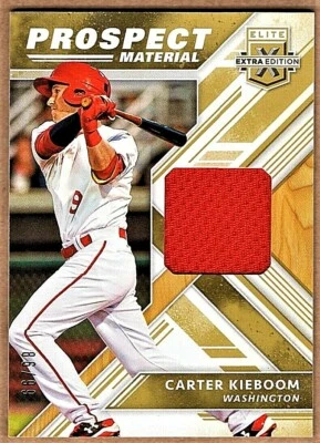 CARTER KIEBOOM - 2018 ELITE EXTRA EDITION PROSPECT MATERIAL GOLD JERSEY RC /99 - Image 1 of 2