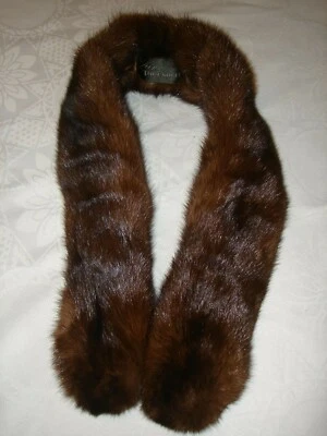 ENVOLTURA DE CUELLO BOA DE PIEL DE VISÓN NATURAL MARRÓN ESTILO PERSONALIZADO VINTAGE 32" X 3,5" Foto 1 de 2