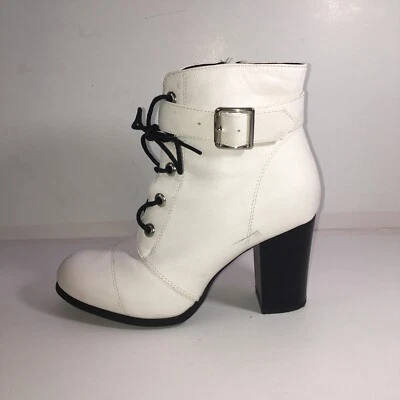 Top Moda Blanco Negro 4” Botas Tacón Bloque Talla 9 Foto 1 de 4
