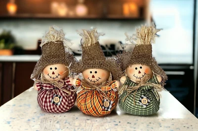Thanksgiving Harvest Autumn Scarecrow Lot 3 Fall Doll Decoration Holiday Decor - Image 1 of 4