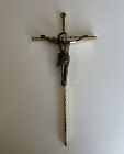 VTG Brass Gold Metal Crucifix 12" Wall Hanging Jesus Cross INRI Western Germany