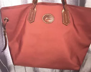 DB Dooney & Bourke TOTE Shoulder BAG Nylon Canvas Shopper Structured Red Orange - Picture 1 of 20
