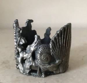 Pewter Votive Candle Holder Seashell Seahorse Decorative Height 5 cm - Picture 1 of 8