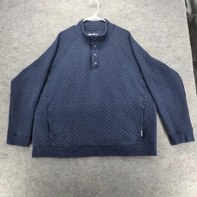 Sudadera Eddie Bauer Para Hombres 2XL Azul Marino Acolchada A Presión Henley Canguro Bolsillo Raglán Foto 1 de 4