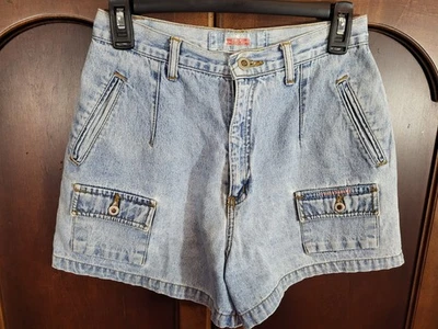 Pantalones Cortos De Colección Para Mujer Y2K Denim Jean Carga Apretar Lavado Ligero Talla 7/8 27" Cintura  Foto 1 de 4