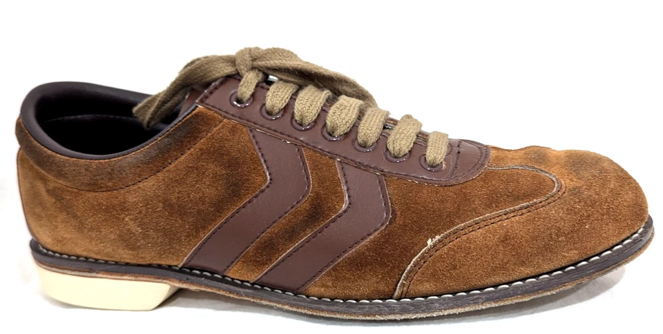 Zapatos de boliche de gamuza de 2 tonos tabaco para hombre BRUNSWICK de colección años 70 EE. UU. 8 se adapta a mujeres 9 * Foto 1 de 4