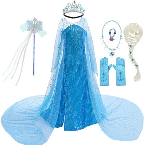 Princess Snow Queen Costume Toddler Shimmering Elsa Maxi Dress Featured Full - Picture 1 of 12