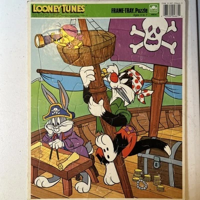 Bandeja de quadro Looney Tunes quebra-cabeça insetos coelho tweety pássaro Ano Novo Vintage 1990 - Imagem 1 de 4