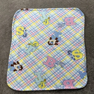 VTG Looney Tunes Baby Fleece Blanket Tweety Sylvester Taz Plaid Alphabet 28X26 - Image 1 of 4
