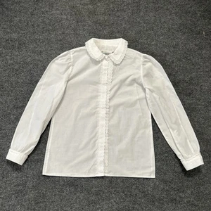 Vintage Laura Ashley Blouse Girls Size 10 11 Cottagecore UK Made White Eyelets - Picture 1 of 10