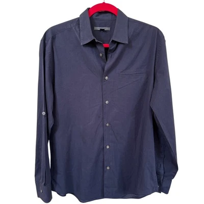 John Varvatos Shirt Men's S Navy Button Front Long Sleeve Cotton Dress Shirt - Image 1 of 4