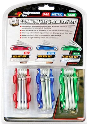 Performance Tool-3 piece-Alum.Hex & Star key set ball end and tamper proof - Image 1 of 4