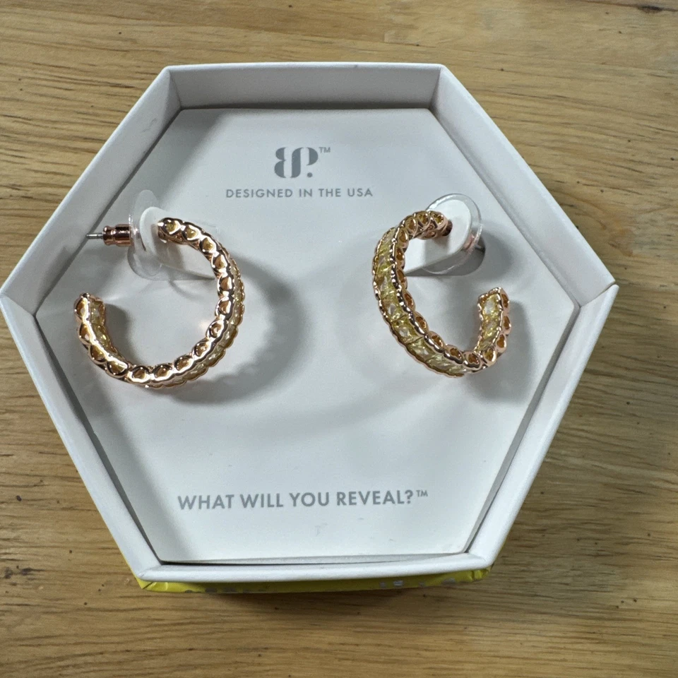 Bomb Party Earrings “The Tessa Earrings” hoops ER33357 CZ Rose Gold - Image 1 of 1