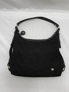 The SAK Original Crocheted Shoulder Bag Purse Handcrafted W Logo Zipper Black - Picture 1 of 11