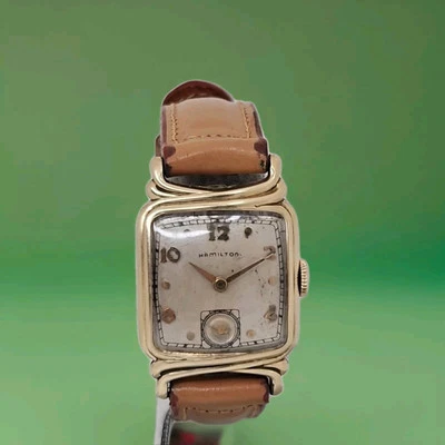 Hamilton Vincent 19 Jewel Watch Grade 982 Runs 10k GF Case Brown Leather Band - Image 1 of 4