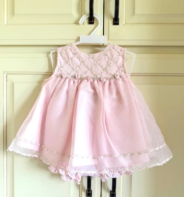 Bonnie Baby Pink Sleeveless Float Dress w/Bloomers Size 6-9 Months Gorgeous! - Image 1 of 4