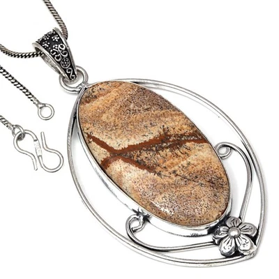 Collar Cuadro Jaspe Piedras Preciosas Hecho a Mano Joyería Antigua 1.5" Foto 1 de 4