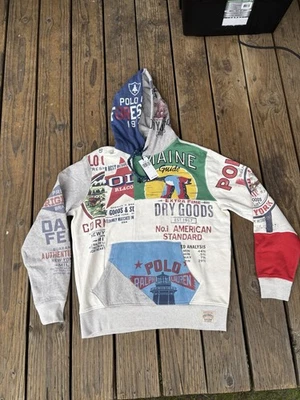 Polo Country Ralph Lauren Patchwork Aire Libre Deportista Sudadera con Capucha Talla Grande Nuevo con Etiquetas Foto 1 de 4
