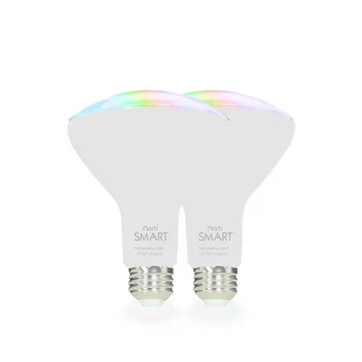 Norbsmart 9W Equivalent Smart RGBW-CCT Smile+Sleep Wellness Spectrum BR30 2650-5 - Image 1 of 4