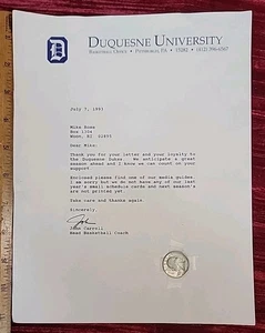 JOHN CARROLL DUQUESNE UNIV. BASKETBALL NCAA coach Autograph Auto singed letter - Picture 1 of 5