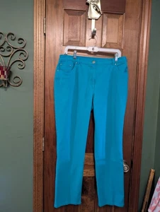 Size 14 Ladies Ruby Rd Teal Pants Smoke Free C All Pics 4 Details/Measurements - Picture 1 of 6