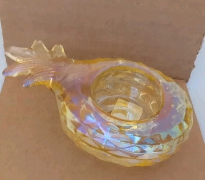 Portavelas Yankee Votivo Té Luz Tropical Piña Amarillo Vidrio 5" Longitud. Foto 1 de 3