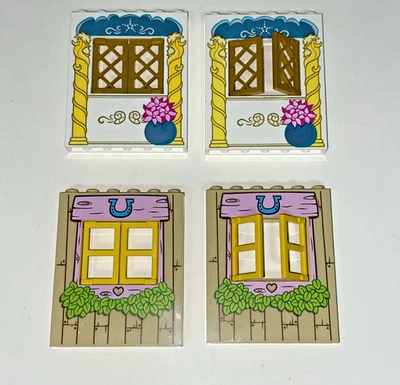 Lego Window Lot Of 4 Decorative Windows Horseshoe Flower Castle Town City - Image 1 of 3