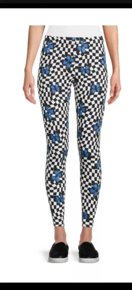 No Boundaries Junior Ankle Leggings Black White Blue Butterfly Size 2XL (19) NWT - Image 1 of 1
