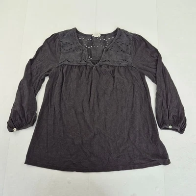 Blusa FAT FACE 8 negra para mujer Top algodón modal manga larga ojales - Imagen 1 de 4