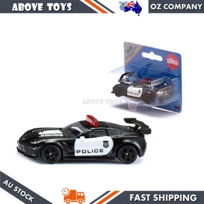 Coche de policía Siku Chevrolet Corvette ZR1 negro blanco modelo diecast juguete Foto 1 de 4