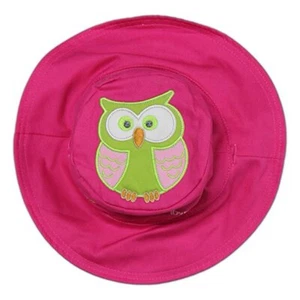 New Flapjack Kids Reversible Hot Pink Owl Purple Peacock Girl's Sun Hat 4-6   - Picture 1 of 4