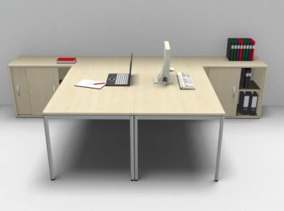 Doppelarbeitsplatz Schreibtisch 2 Personen mit 2 Schränken Doppelschreibtisch - Bild 1 von 4