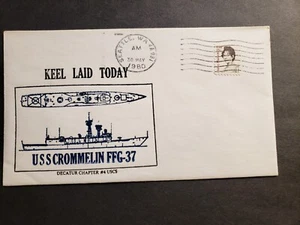USS CROMMELIN FFG-37 Naval Cover 1980 KEEL LAID Cachet Seattle, WA - Picture 1 of 2