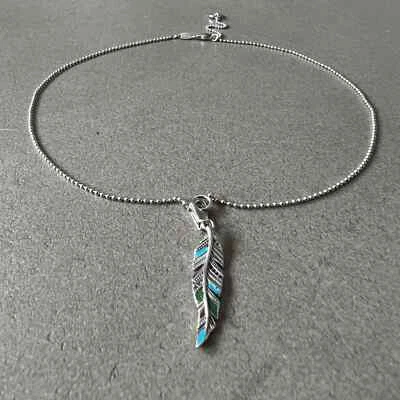 Collar Colgante Pluma Joyería Étnica Estilo Boho Pluma Collar Plata Dije Foto 1 de 4